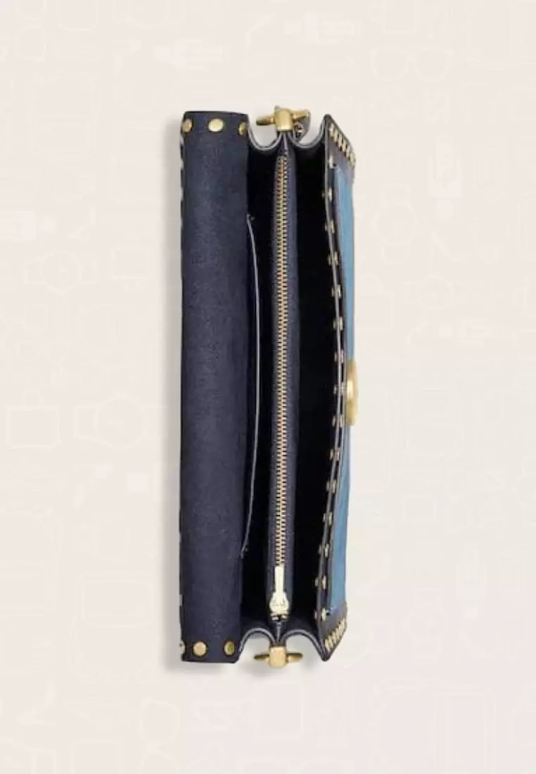 Coach Tabby Shoulder Bag 26 In Colorblock With Rivets Pacific Blue Multi