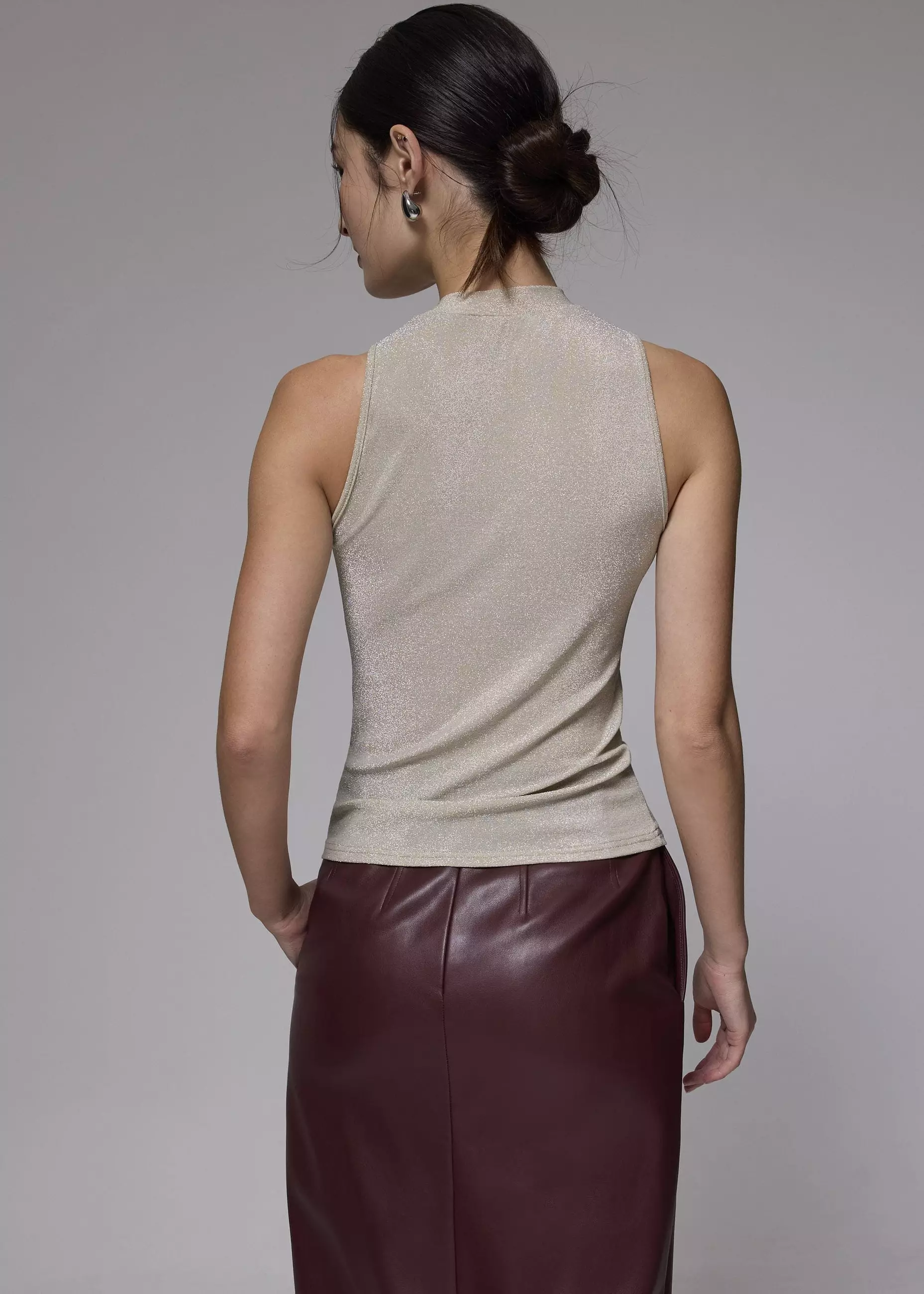 Atasan Wanita - Fitted Jersey Mock Neck Top