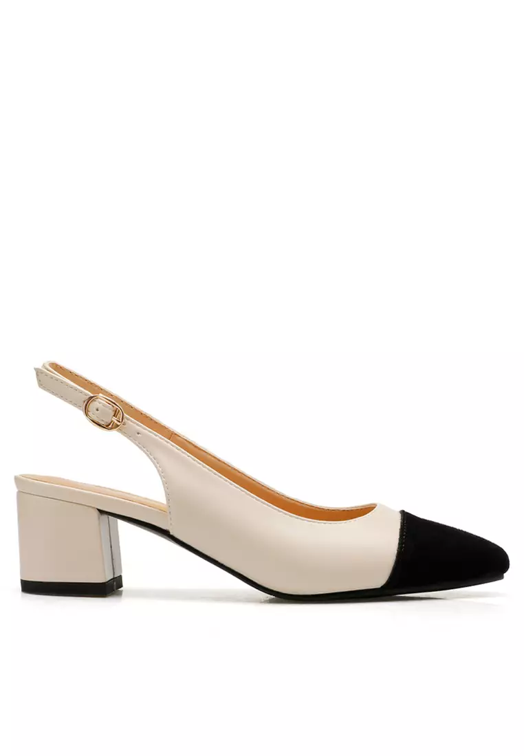 Discount on Twenty Eight Shoes  shoes - SKU: 5CM Color Matching Synthetic Leather Slingback Heel TE215-10