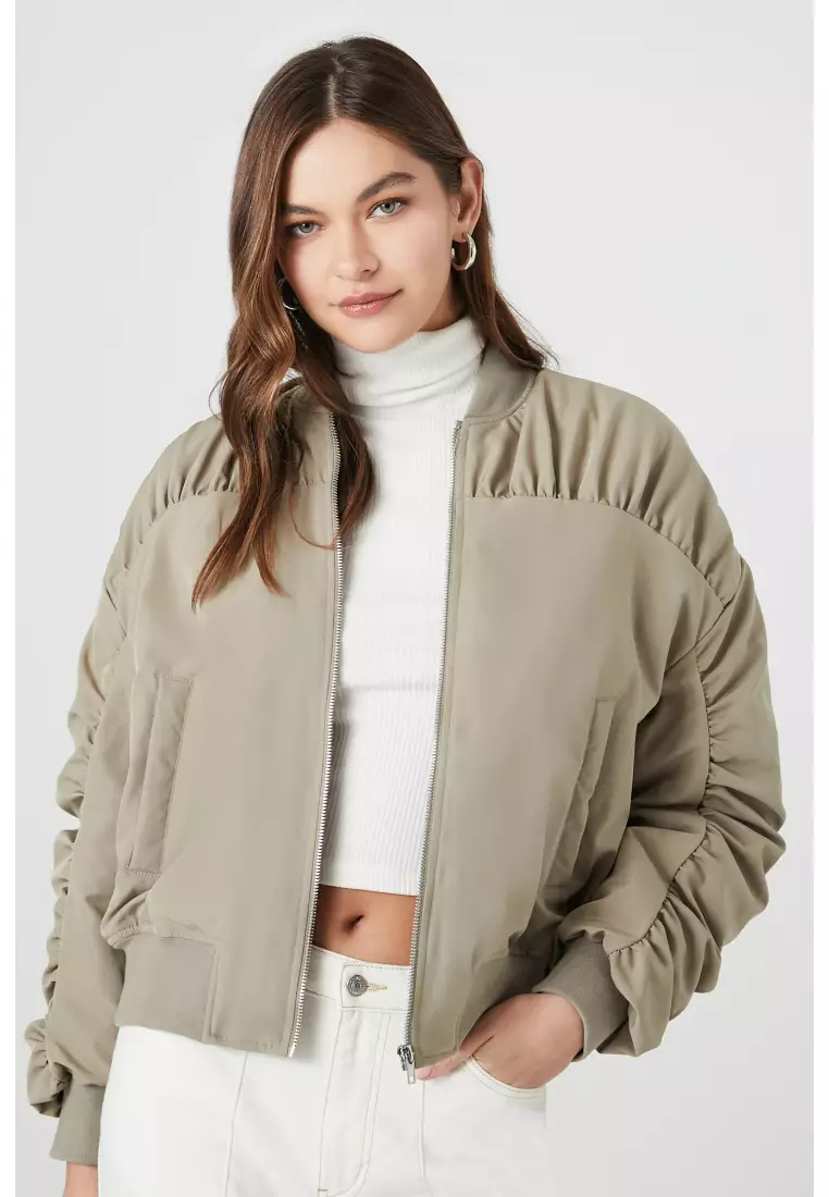 Ruched Bomber Jacket