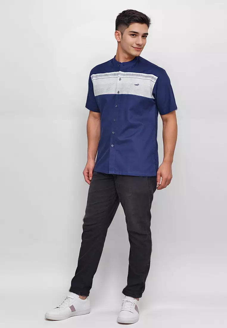 Crocodile KOKO Katun | Lengan Pendek Corak Tradisional Kemeja | Relax Fit 1141
