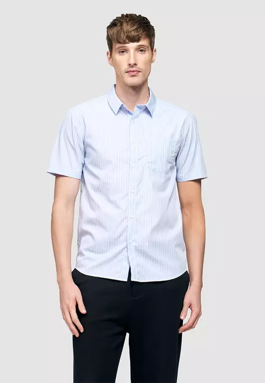 Striped Easy Iron Short Sleeve Shirt