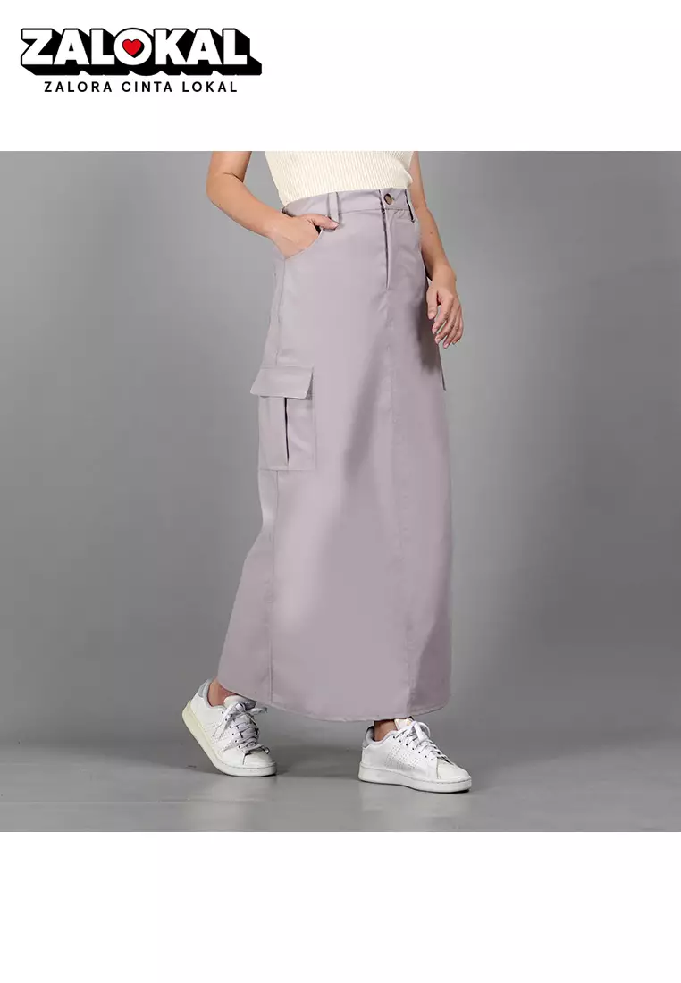 MAGGIE Cargo Skirt Rok Cargo Rok Kargo Rok Gaya Korea - BEIGE