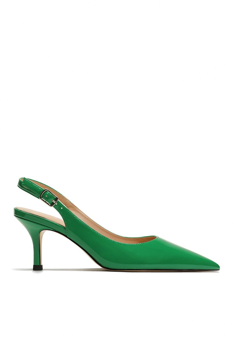 6CM Faux Patent Pointed Slingback Heels Shoes HZL266