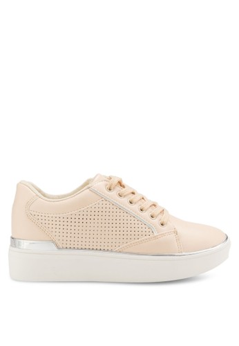 Perforated Lace Up Platform Sneakers