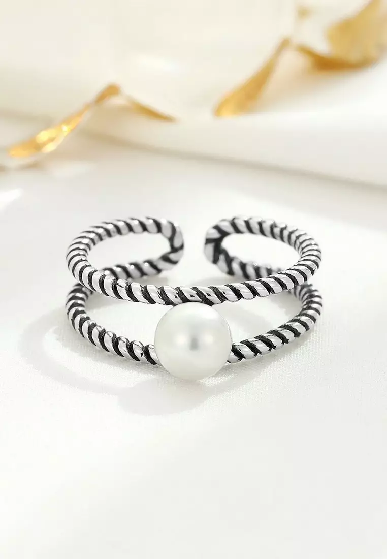 LDR24009 S925 Silver Pearl Ring