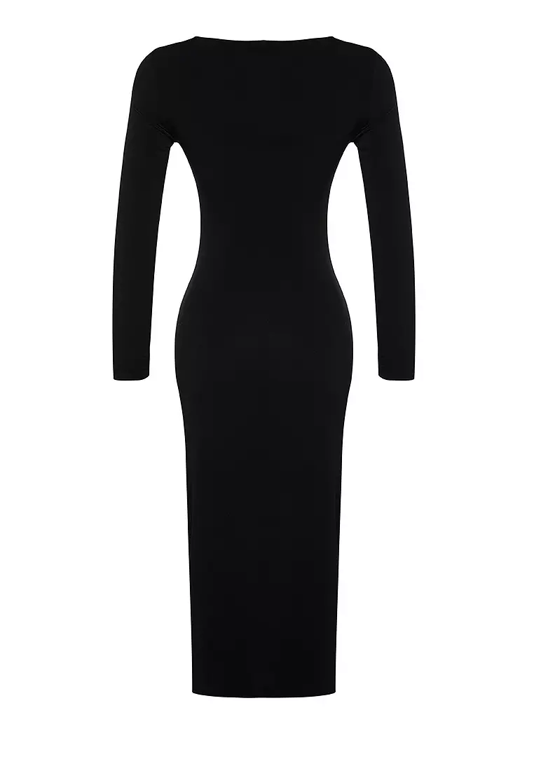 Vestido Bodycon Fiesta Vestido Ajustado De Punto Con Cuello Asimétrico - Ideal Para Fiestas Y Eventos Especiales Vestido Fiesta Mujer