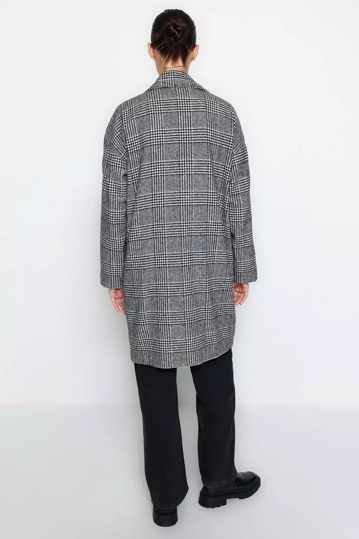 Checkered sales long jacket