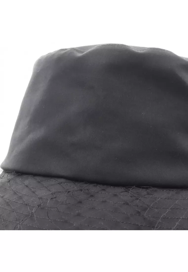 Pre-Loved Christian Dior TEDDY-D bob hat bucket hat cotton black With tulle