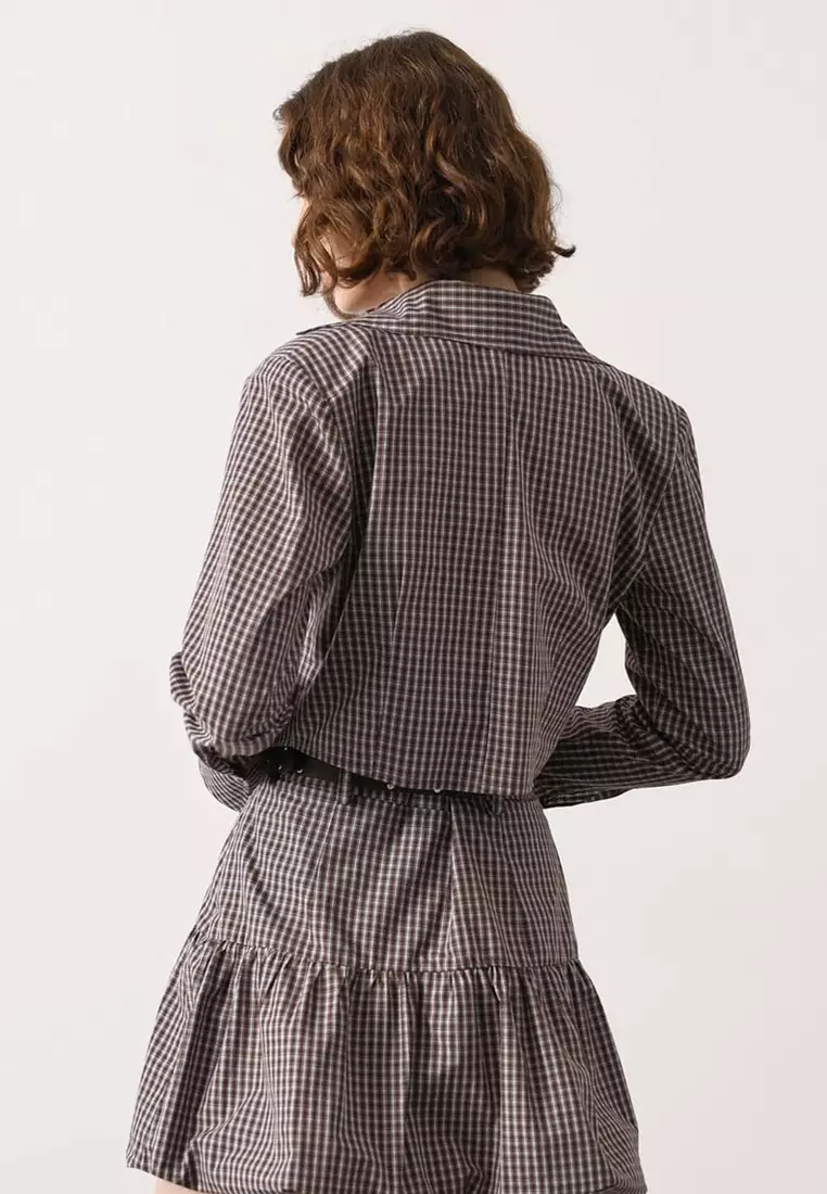 Mini Plaid Fitted Crop Shirt
