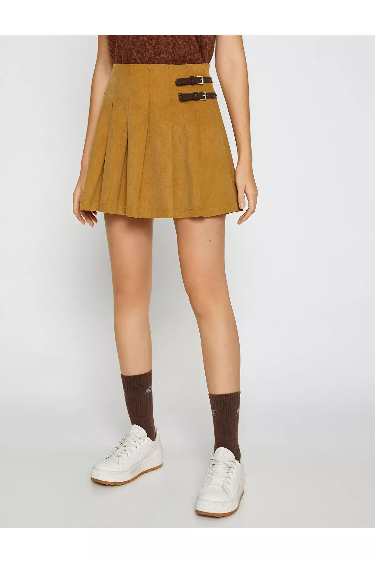 Buy KOTON Pleated Corduroy Skirt With Buckle Detail. 2025