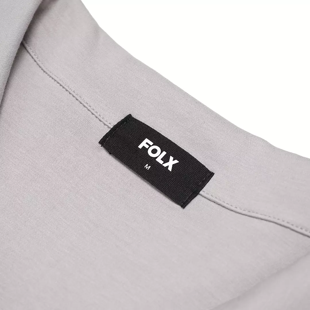 Open Collar Mercerised Cotton Polo Shirt Grey