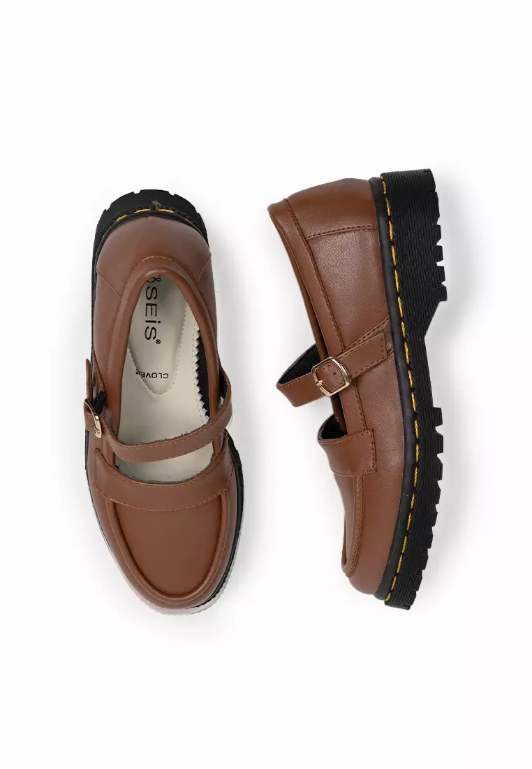 SEIS Clover Sepatu Docmart Wanita / Loafers Wanita - BROWN