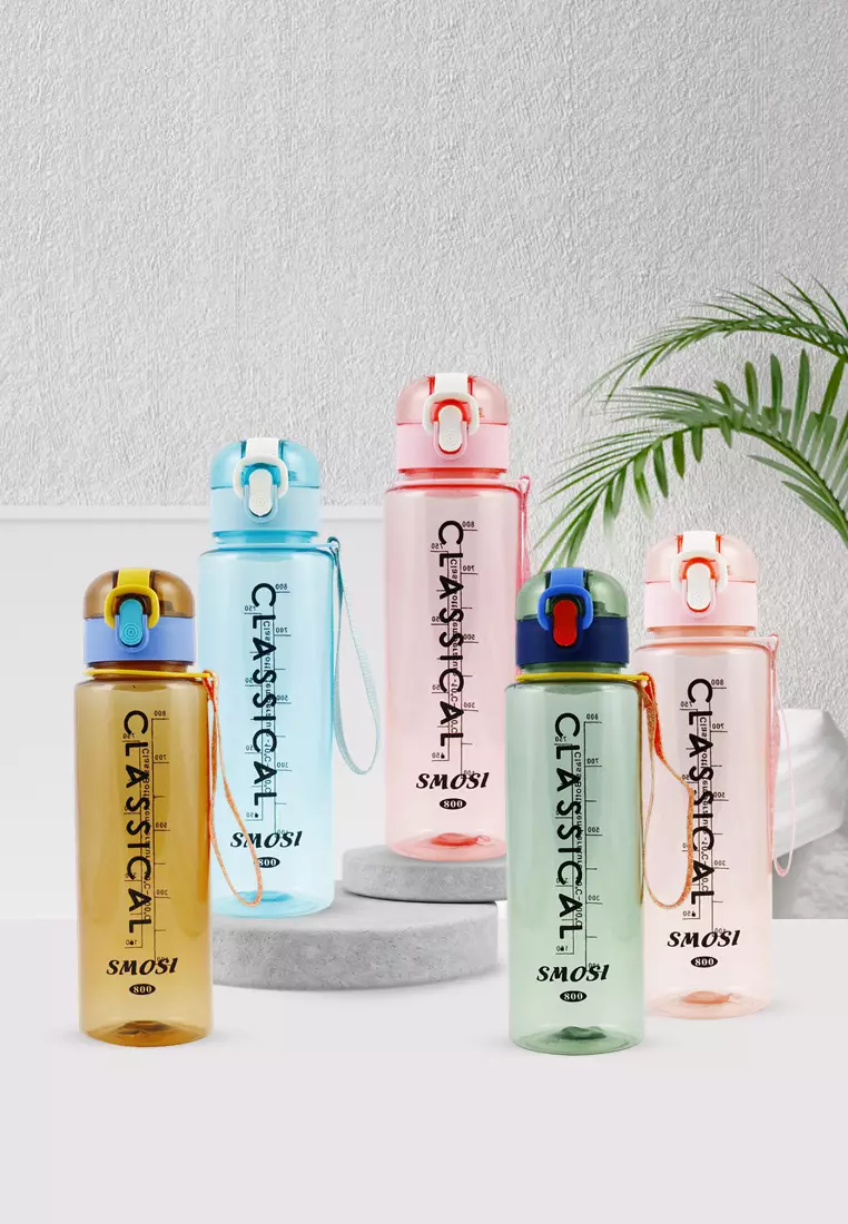 Wakakids Botol Minum Plastik Transparan Classical Smosi 800ml K101 Venrc Hijau