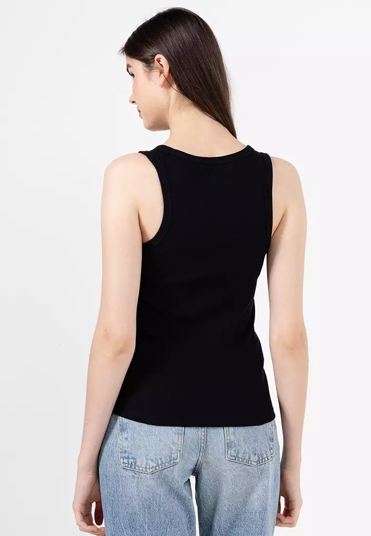 Sleeveless Cotton Logo Tank Top