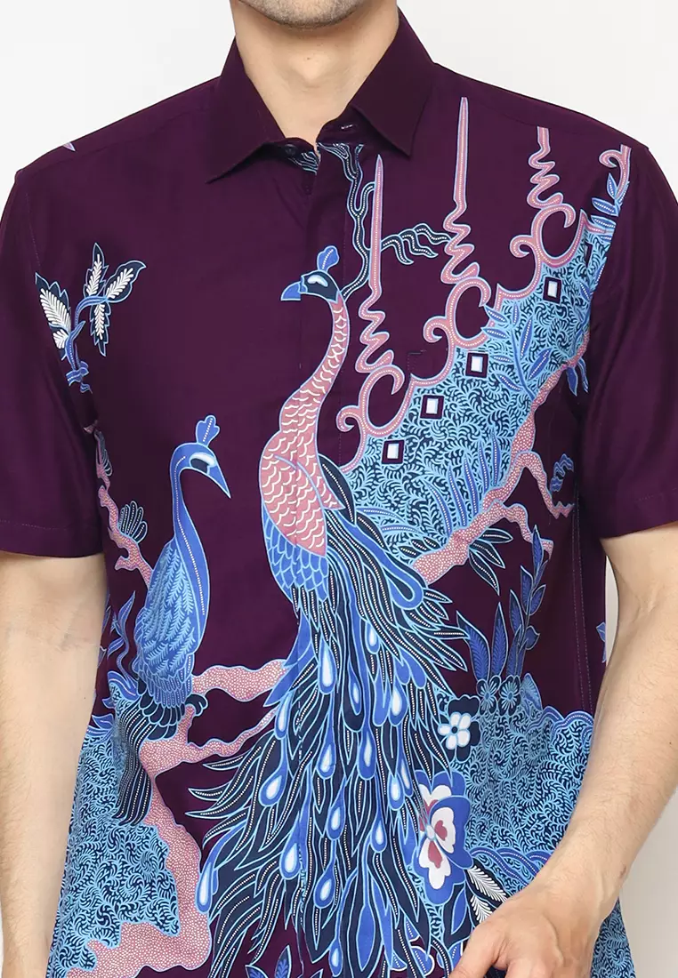 MY AKSA BATIK PRIA KEMEJA PENDEK VARO VIOLA