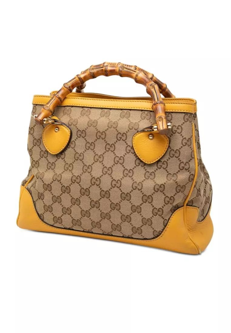 Pre-Loved Gucci Gg Canvas Bamboo Diana Top Handle Tote