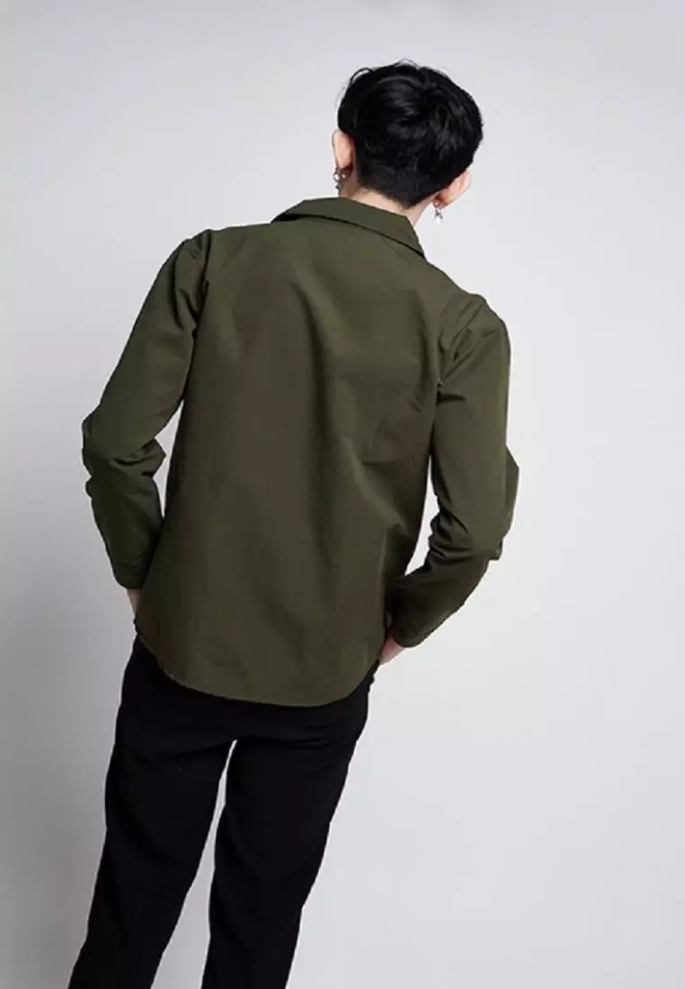 Jaket parka outer jaket pria semi parka warna Army