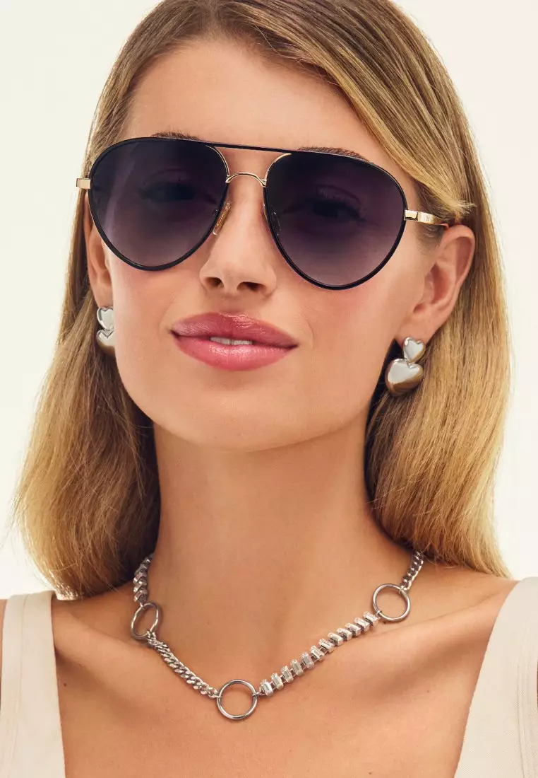 QUAY QUAY Say Less Sunglasses - Black Gold/Smoke 2026 | Buy  display picture 1