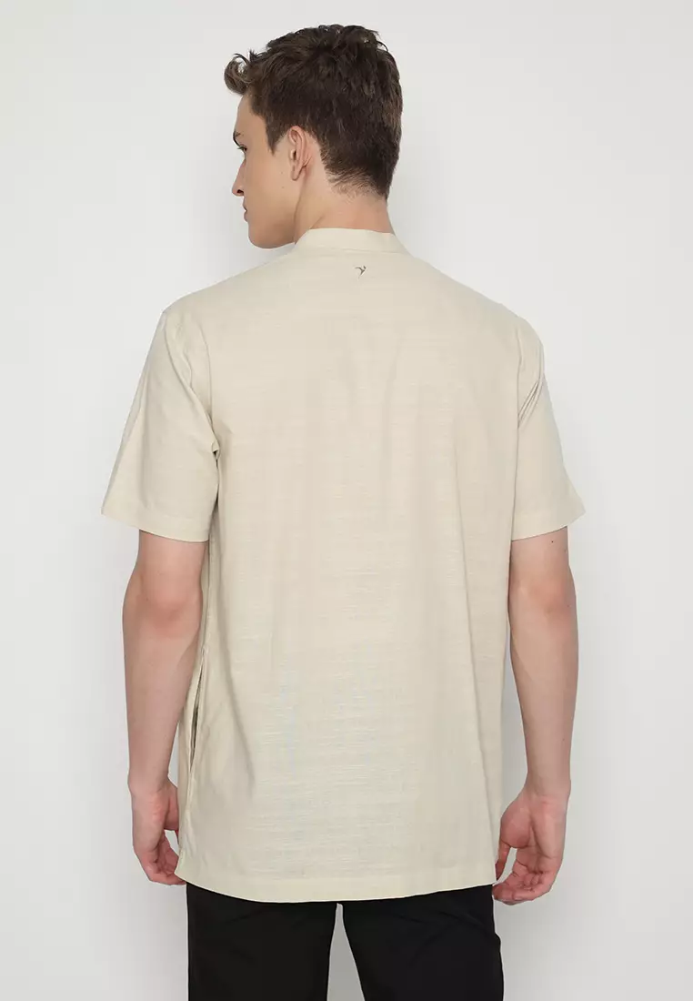 JOBB Idrees Baju Koko Pria Lengan Pendek Regular Fit Beige