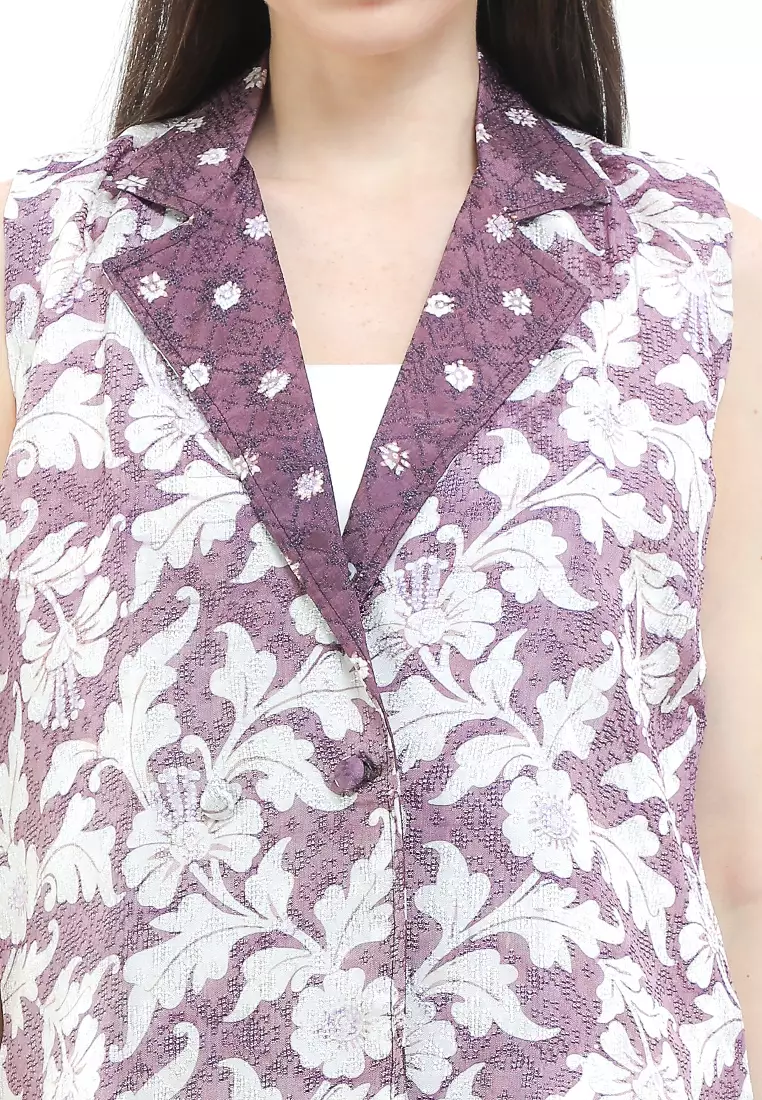 Vest Outer Blouse Atasan Batik Wanita Merona Spesial JFW Collection Amaira Mauve