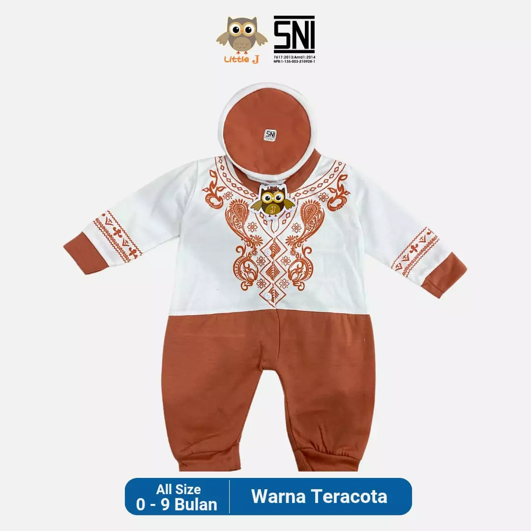 Little J - Koko Set + Peci (Baju Koko baby laki-laki beserta peci) Hijau Soft