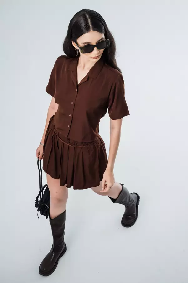 FACILITY - Rok Mini Pleats Jill - Dark Brown