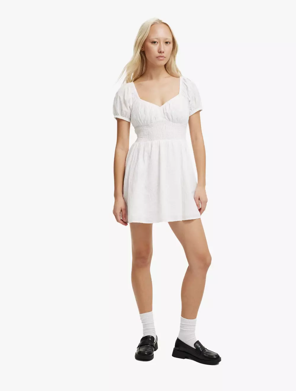 Cotton On -  Pakaian Wanita  - Samira Puff Sleeve Mini Dress - White Paisley