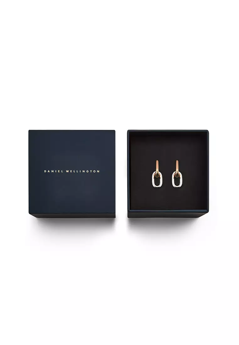 Contrast Link Earrings Two Tone Rose Gold - Unisex Earrings for women and men stainless steel Earrings DW Official Authentic Original
