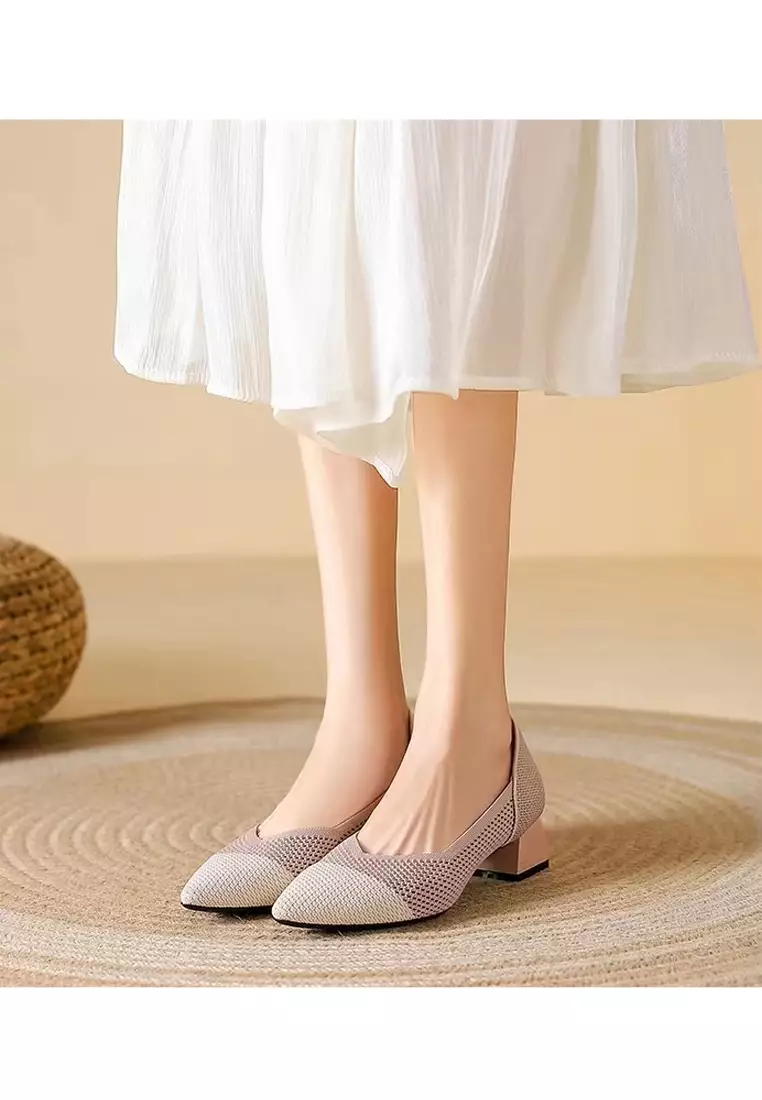 4CM Pointy Hollowed Flyknit Pumps XSN6818