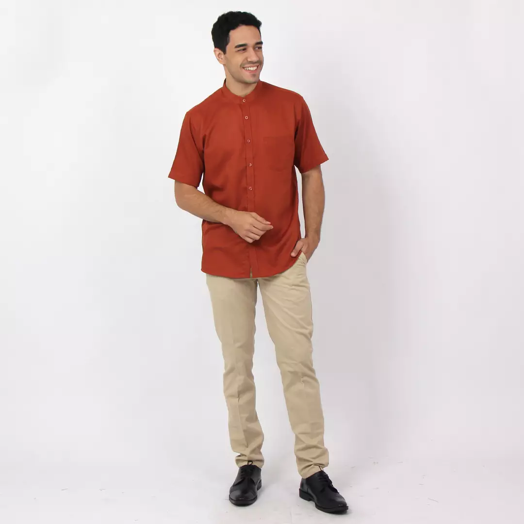 Simple Perfect Kemeja Pria Lengan Pendek Kerah Shanghai Solid Basic - 2235 Monza