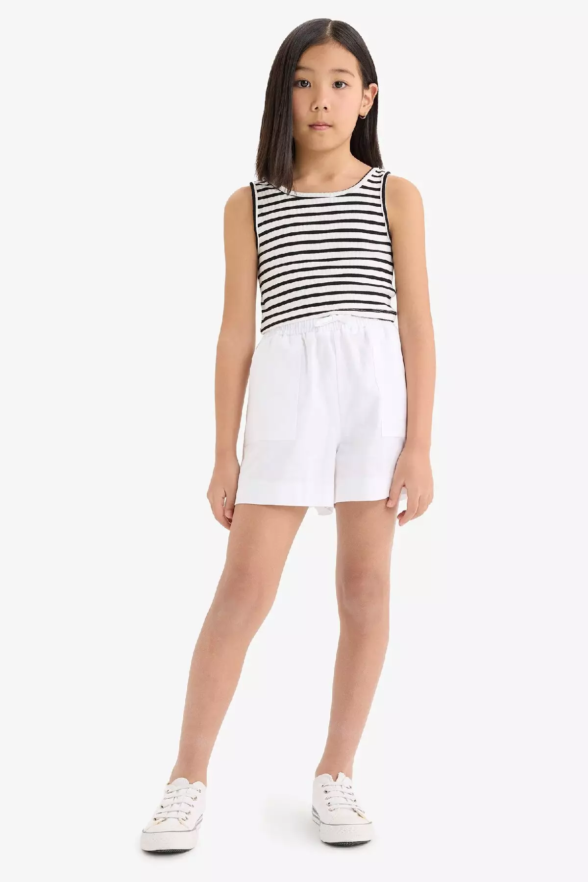 Girl's Crew Neck Striped Undershirt Z7814A625Hs