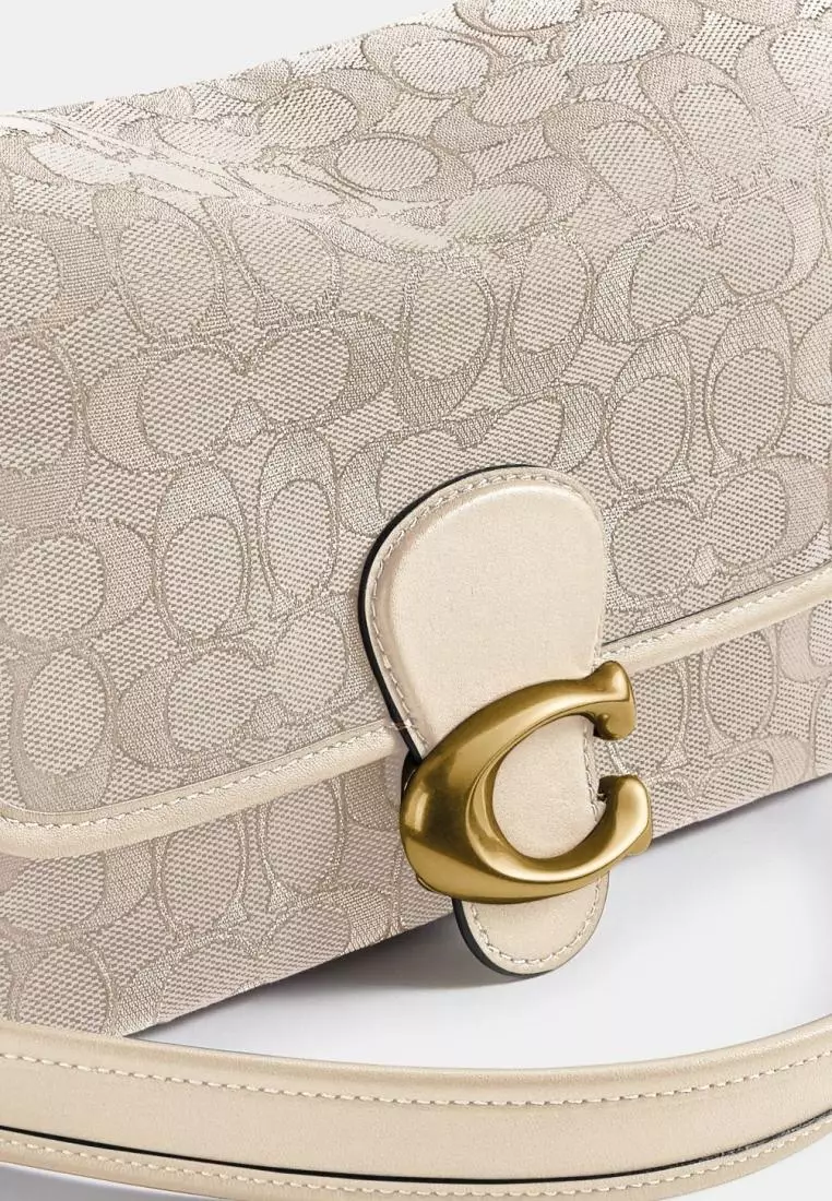 Coach Soft Tabby Shoulder Bag In Signature Jacquard Stone Ivory