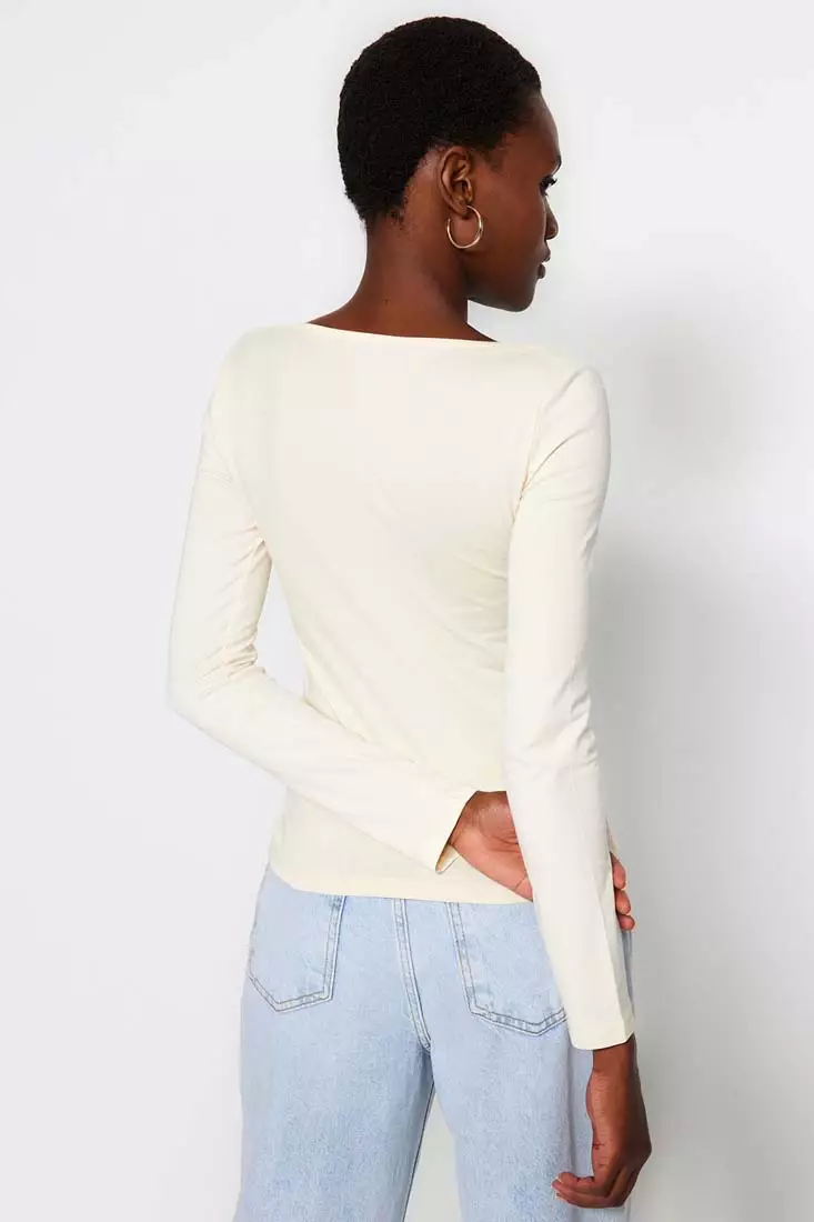 Square Neck Fitted Knit Top