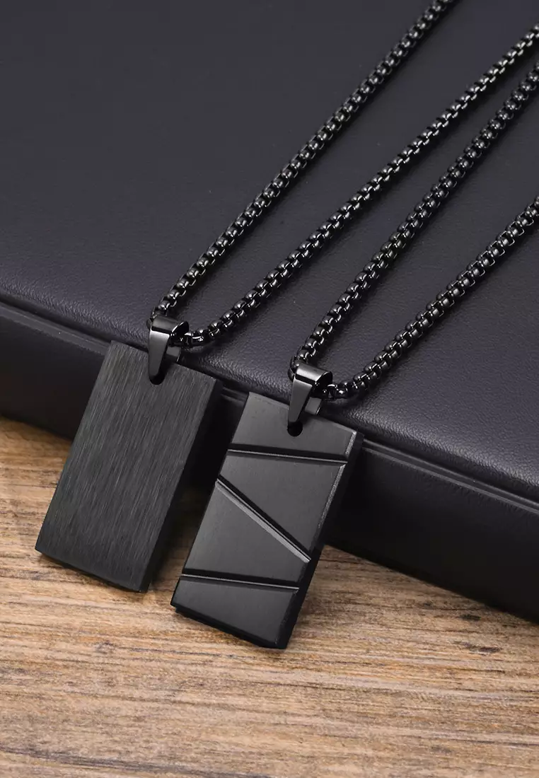 Titanium Steel Rectangle Bar Pendant Necklace JW QX-1927