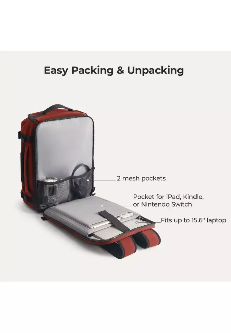 Bagsmart Blast Quick Access Carry On Travel Backpack Extended 38L (Brandy Snifter)