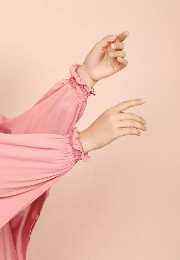 Cotton Bee - Halwa Bergo Lengan | Hijab Instan Syari - Rosie Pink