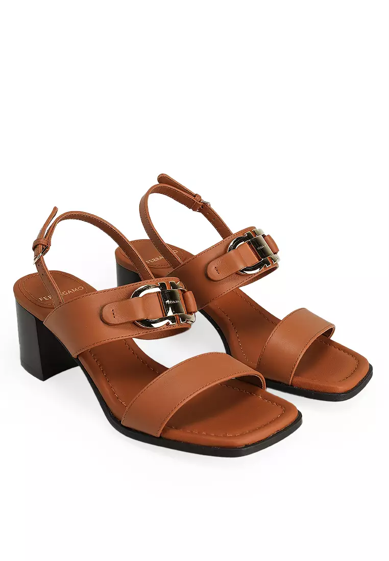 Gancini Ornament Heel Sandals (ct)