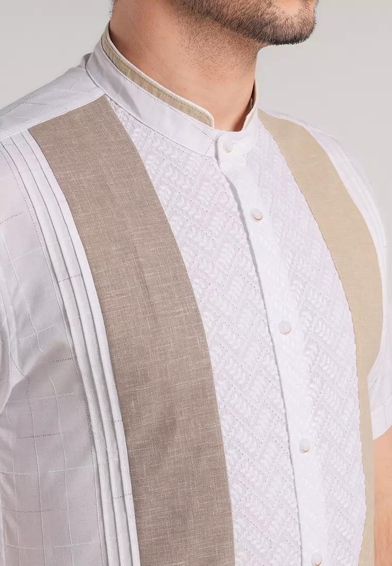 MOC Kemeja Koko Lengan Pendek Pria Hamid - White