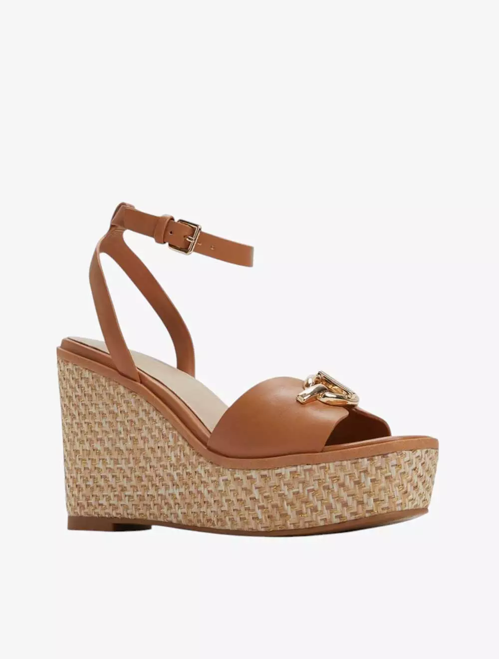 ALDO YBYLIN WEDGE SANDALS - MEDIUM BROWN
