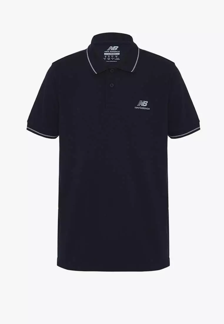 Buy New Balance New Balance NB Stripe Collar Men's Polo Shirt Black
