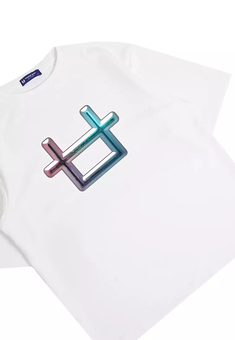 MTP50 kaos oversize bahan tebal scuba abstrak aesthetic logo pastel gel putih