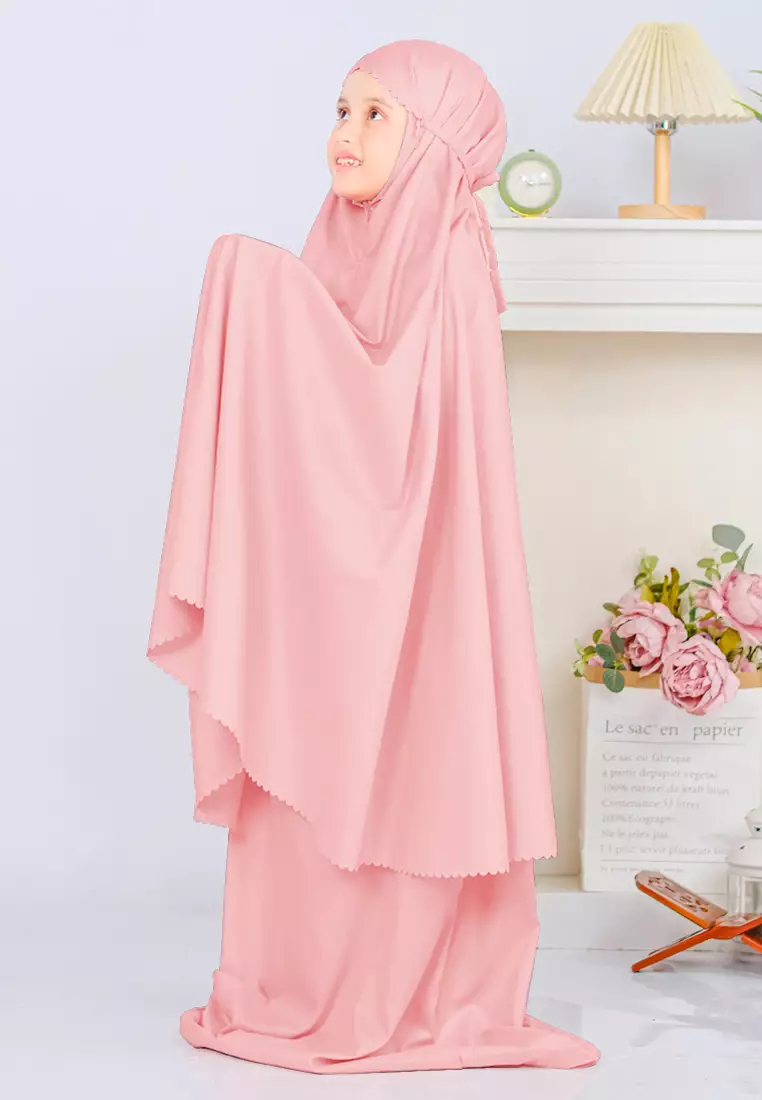 Zelena - Mukena Basic Sabira Lasercut 2in1 Prayer Set - Anak