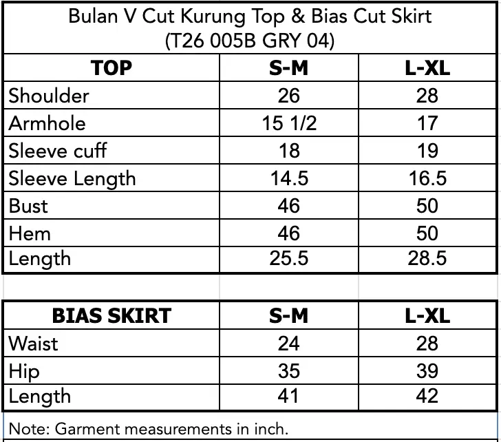 Bulan V Cut Kurung Top & Bias Cut Skirt
