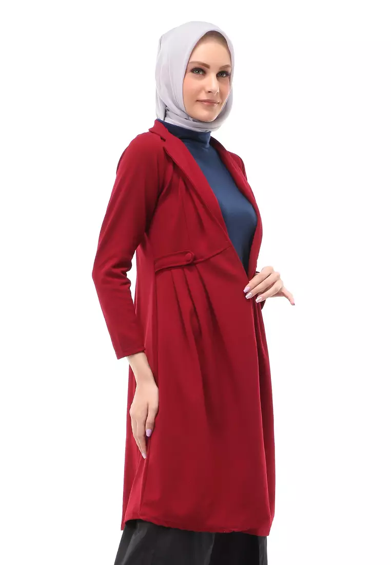 Elena Cardigan Polos Muslimah Atasan Wanita Relaxed Fit - Maroon