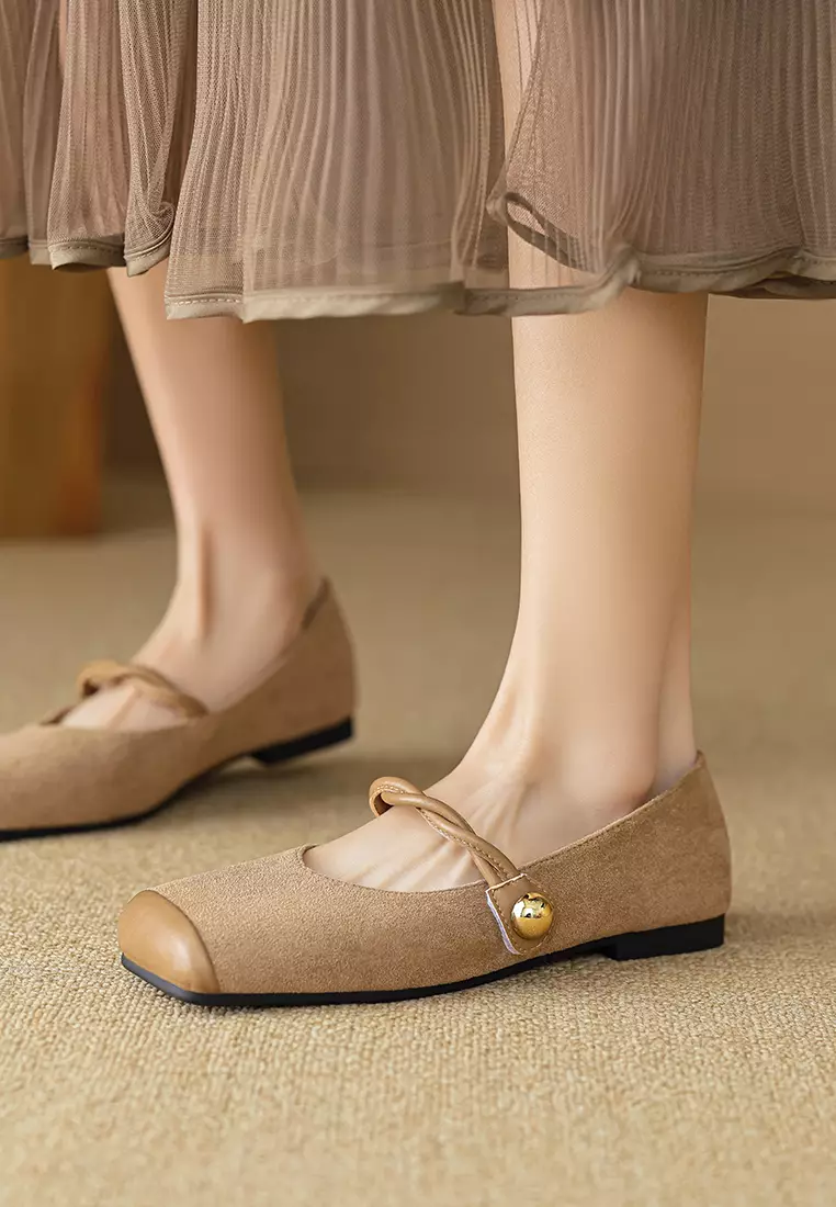 Twist Strap Spliced Mary Jane Shoes WW8929-1