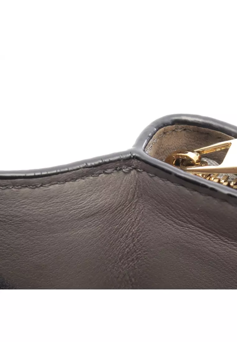 Pre-Loved LOEWE compact zip wallet Bi-fold wallet leather gray green Khaki green gray
