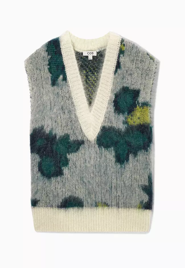 Intarsia Mohair V-Neck Vest