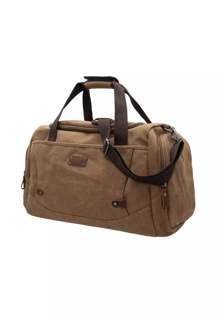Canvas leather outlet travel bag