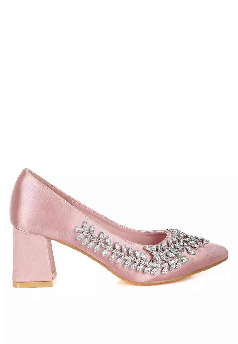 Discount on London Rag  shoes - SKU: Satin Diamante Embellished Pumps in Blush